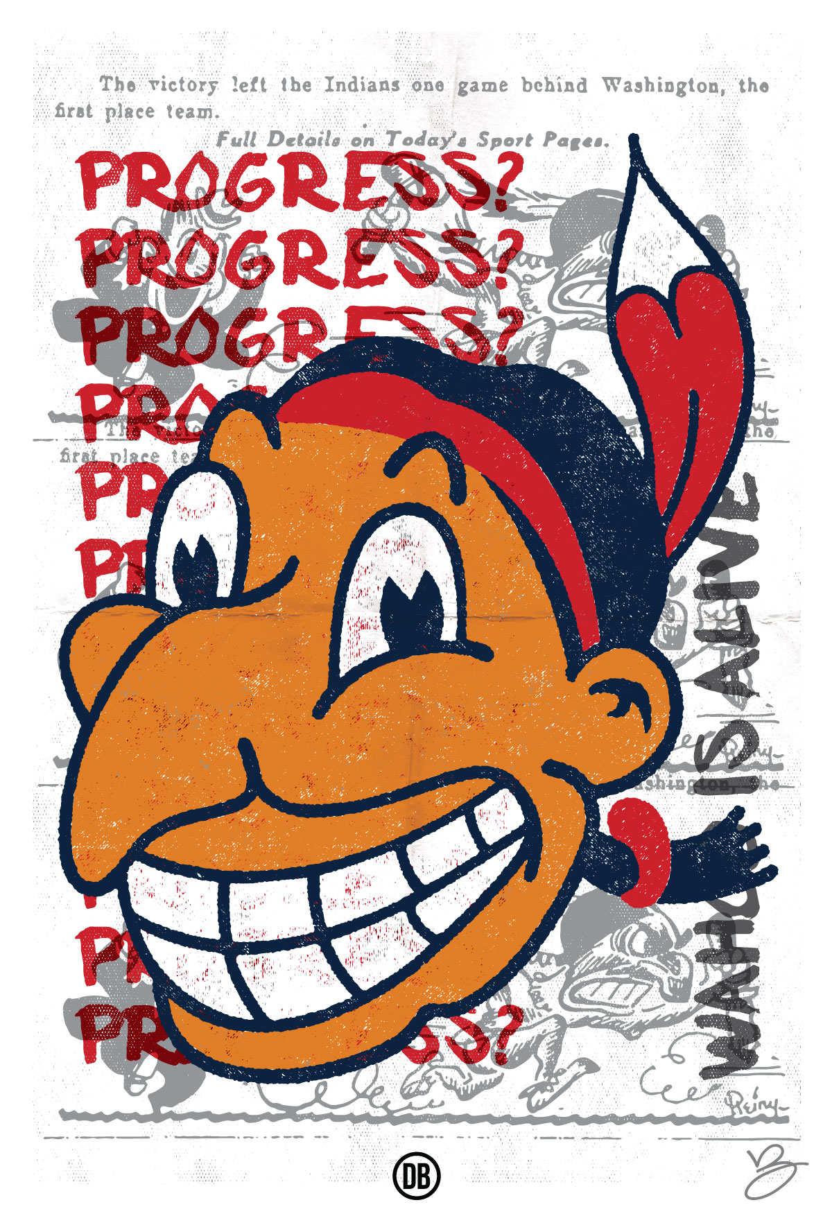 David Bernie Art Posters Print World News Indian Country 52 Logos Newberry Library Collection Progress-Chief-Wahoo-Cleveland-Indians