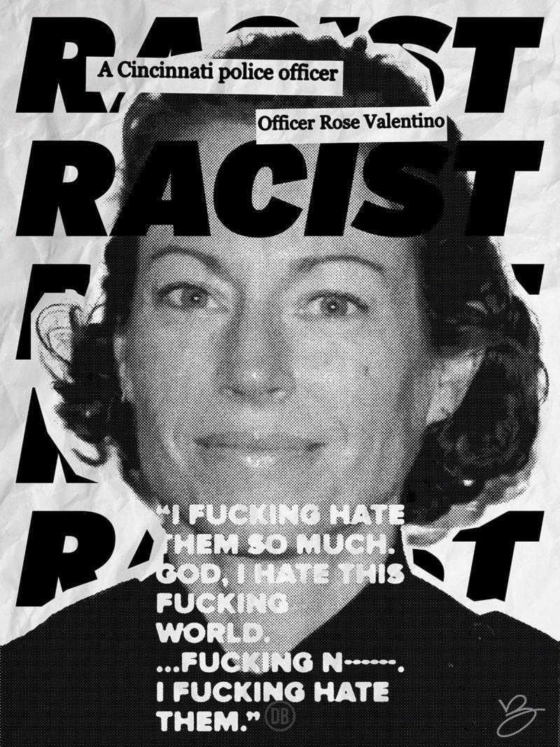 David Bernie Art Posters Print World News 66 Officer Rose Valentino Cincinnati Police Racist