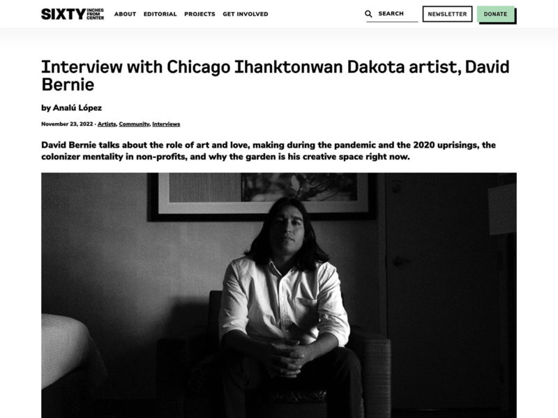 David Bernie Article Sixty Inches from Center Artist Interview 2022 Chicago