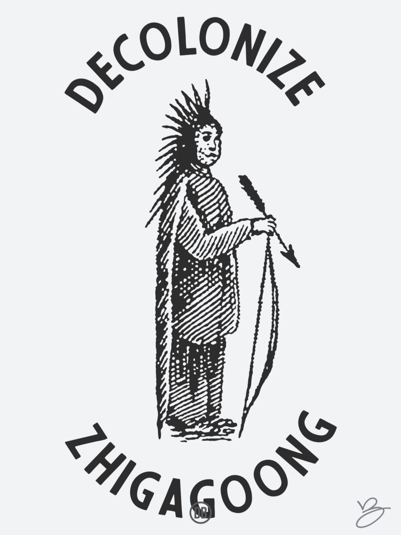 David Bernie Poster Print Native American First Nations City of Chicago Seal Indian Mascot Gentrifiers Gentrification Colonization Westward Expansion Decolonize