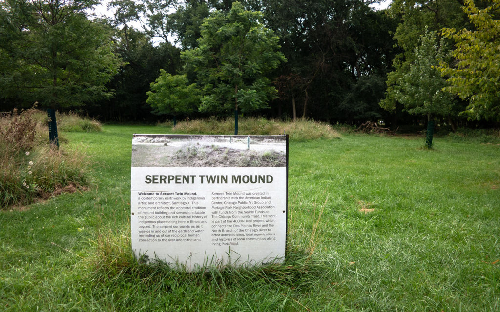 David Bernie Photos Photography Abandoned Twin Serpent Mounds Lawrence Santiago X Chicago Native Art American Indian Center AIC Heather Miller Chicago Public Arts Group CPAG Maryrose Pavkovic Schiller Woods 4000N Northwest Portage Walking Museum Abandoned August 26 2023