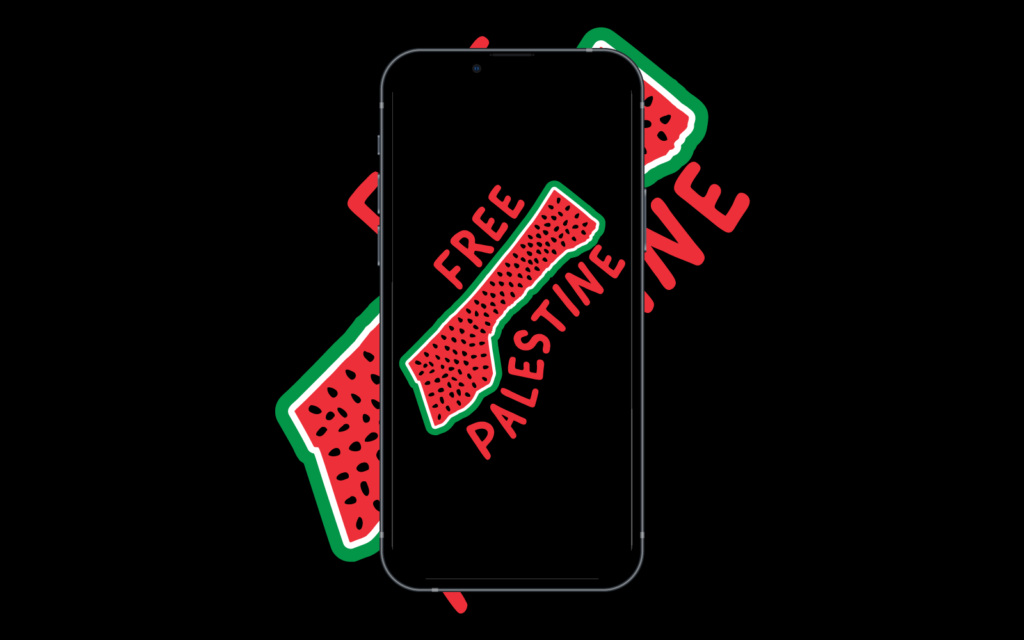 David Bernie Art Mobile iPhone Wallpaper Print Indigenous Free Gaza Palestine End Israeli Apartheid Open-Air Prison Human Rights Genocide Watermelon