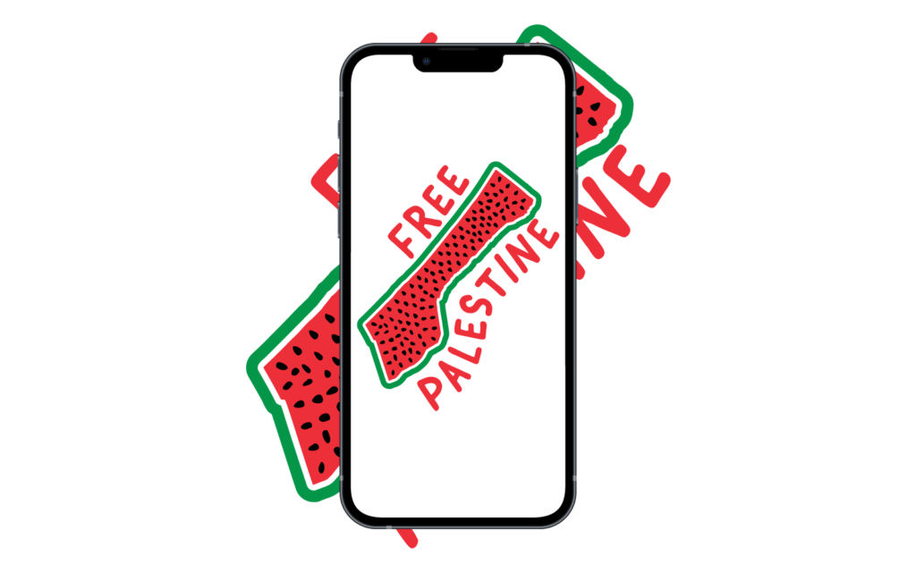 David Bernie Art Mobile iPhone Wallpaper Print Indigenous Free Gaza Palestine End Israeli Apartheid Open-Air Prison Human Rights Genocide Watermelon