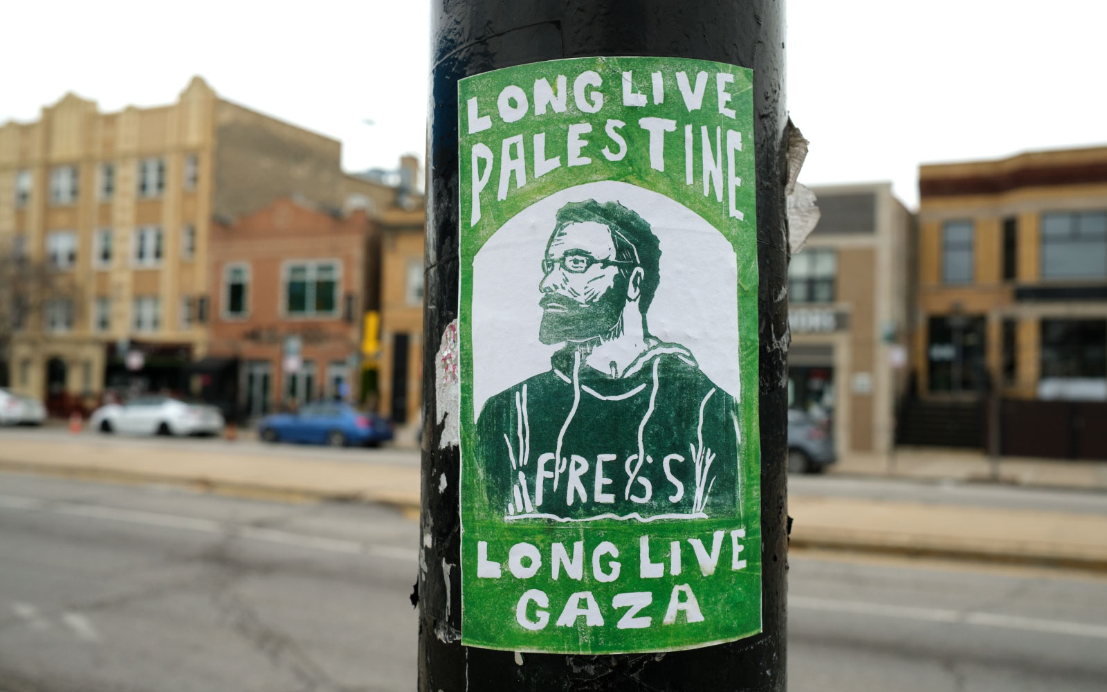 David Bernie Photos Photography Free Palestine Gaza Street Art Tags Signs Prints Murals Flags Chicago Rogers Park Broadway