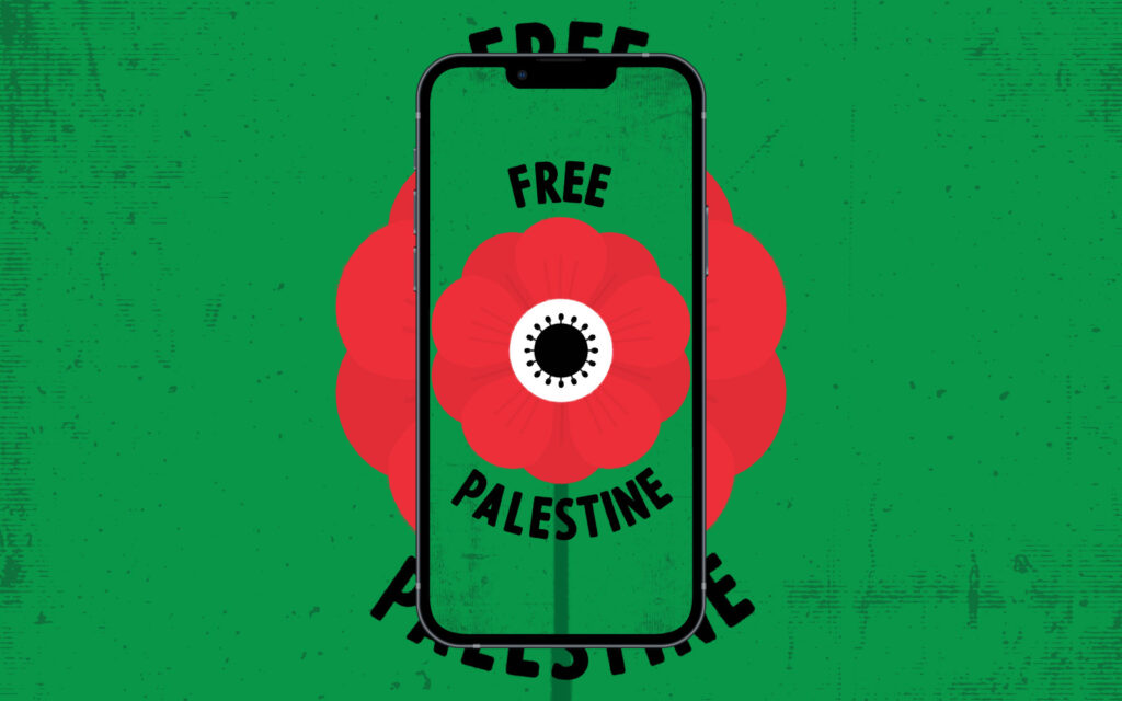 David Bernie Art Mobile iPhone Wallpaper Print Indigenous Free Gaza Palestine End Israeli Apartheid Open-Air Prison Human Rights Genocide Palestinian Poppy