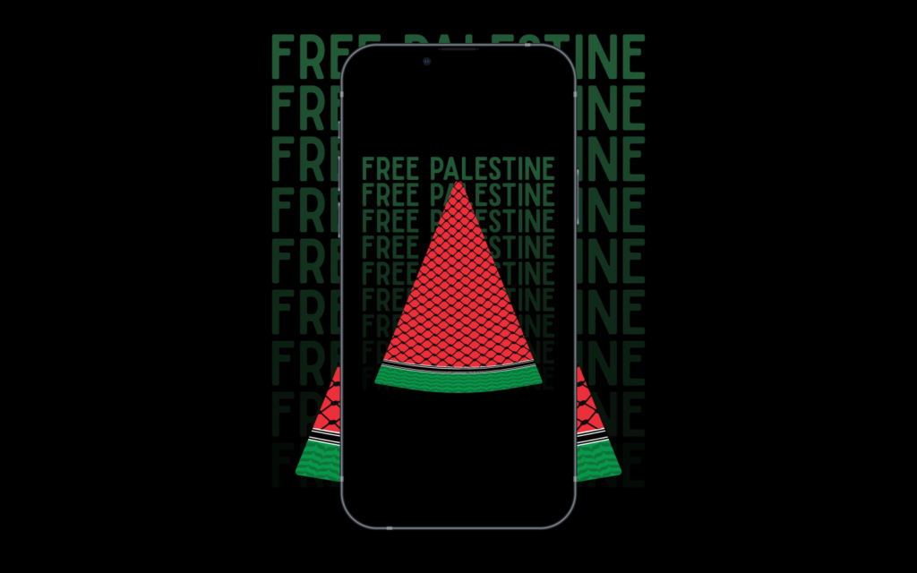 David Bernie Art Mobile iPhone Wallpaper Print Indigenous Free Gaza Palestine End Israeli Apartheid Open-Air Prison Human Rights Genocide Watermelon