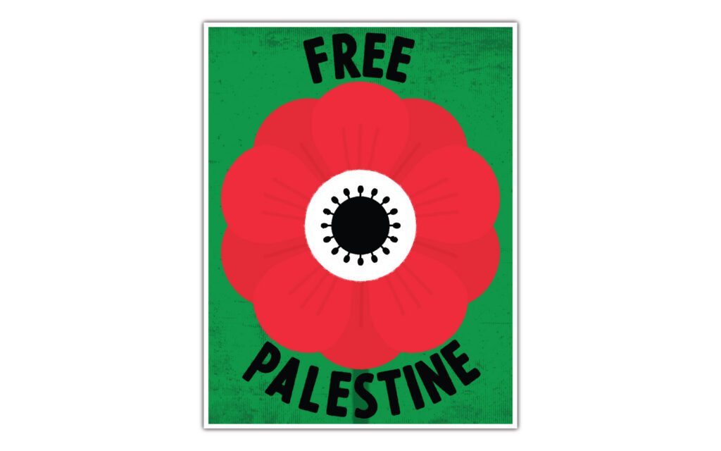 David Bernie Download Poster Wallpaper Mobile Laptop iPhone Native American First Nations Indigenous Free Gaza Keffiyeh Kufiya Palestine End Israeli Apartheid Open-Air Prison Human Rights Genocide Palestinian Poppy