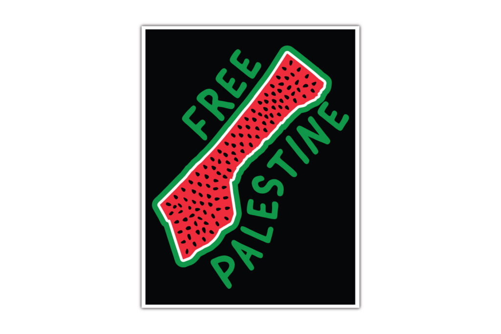 David Bernie Art Desktop Download Prints Indigenous Free Gaza Palestine End Israeli Apartheid Open-Air Prison Human Rights Genocide Watermelon