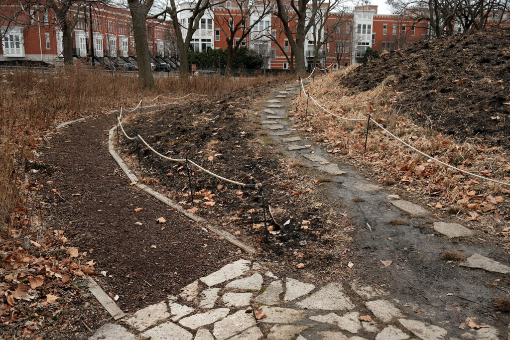 David Bernie Photos Photography Abandoned Coil Serpent Mound Land Art Lawrence Santiago X Chicago Native Art American Indian Center AIC Heather Miller Chicago Public Arts Group CPAG Maryrose Pavkovic Nilay Mistry Horner Park 4000N Northwest Portage Walking Museum Abandoned