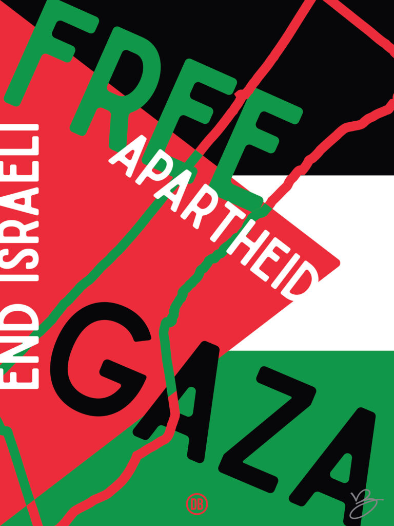 David Bernie Art Posters Print Indigenous Free Gaza Palestine End Israeli Apartheid Open-Air Prison Human Rights Genocide